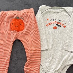 Carter's Gray and Orange Halloween Matching Set